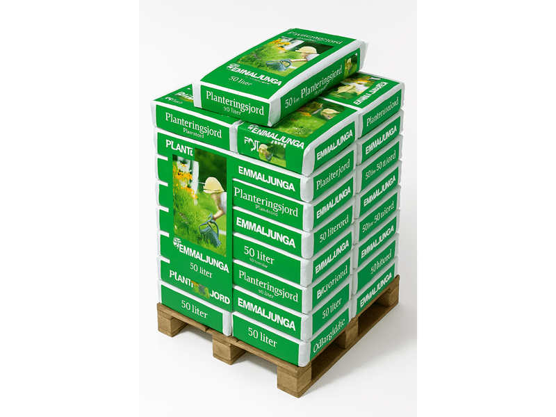 Plantjordssäckar, 50 liter på pall