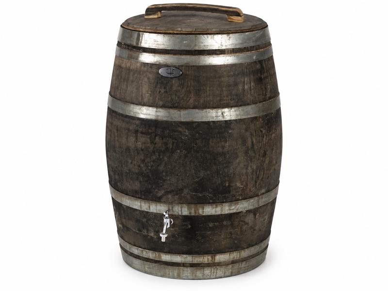 Regntunna i ek med lock och kran, Rioja Rustikt